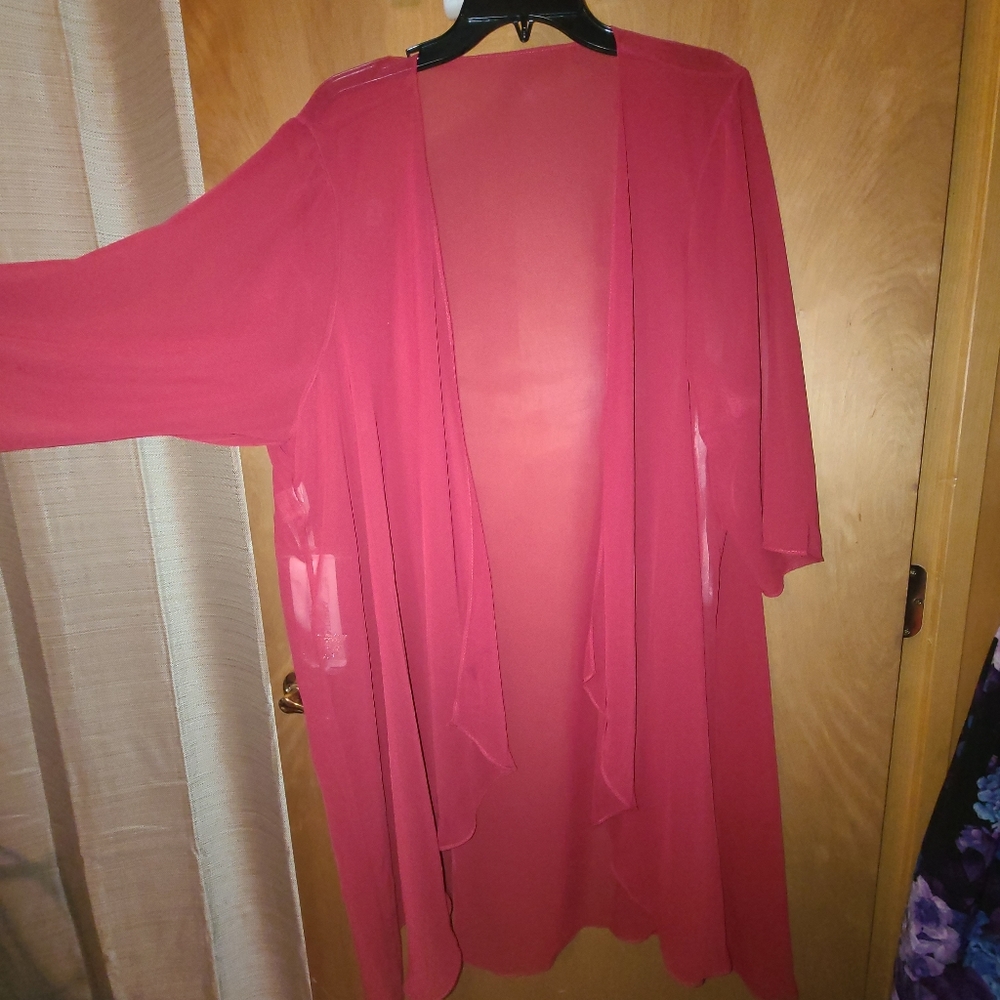 Burgundy sheer jacket shawl Size 22 NWT